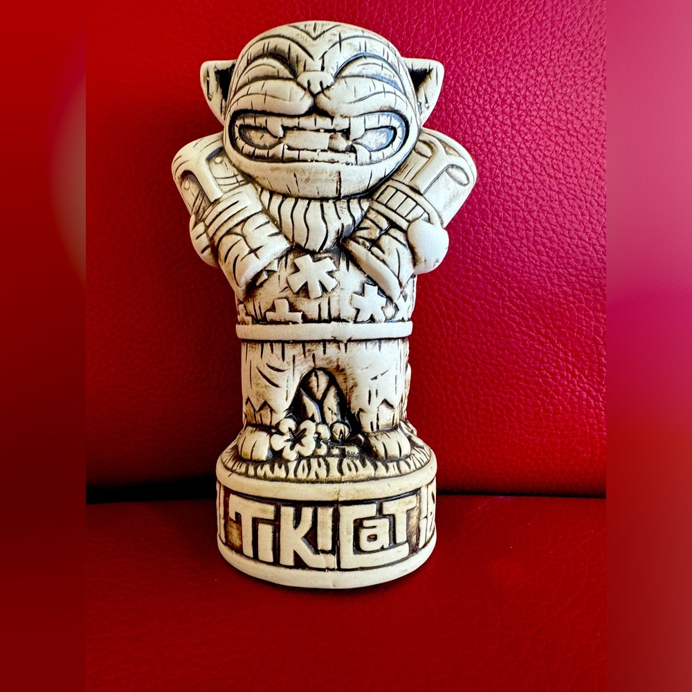 TikiCat Kansas City Aloha Shirt Tiki Mug Bone Matte Glaze Tiki Cat Tiki Farm